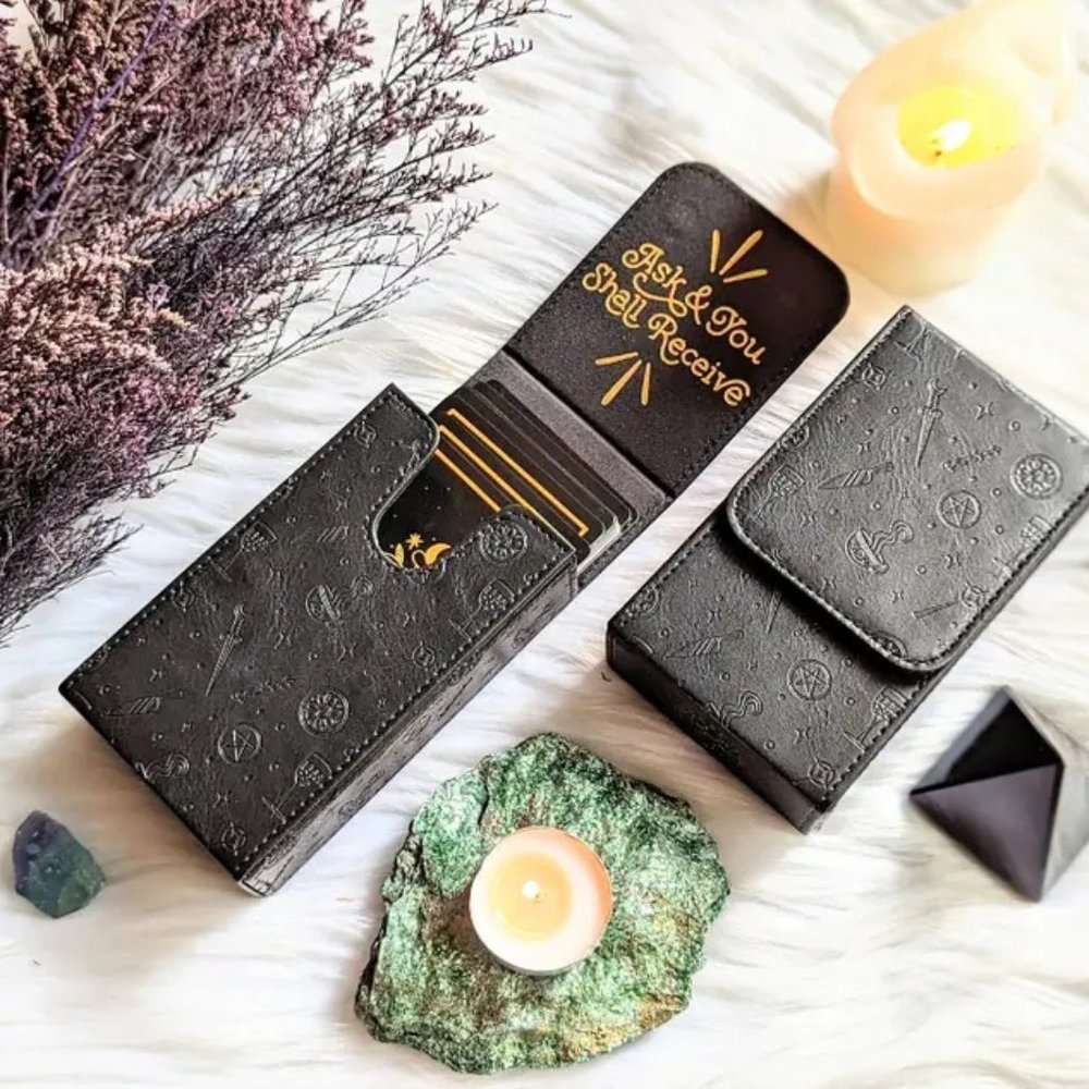 GORGEOUS Vegan Leather Tarot Cas "Ask and You Shall Recieve"